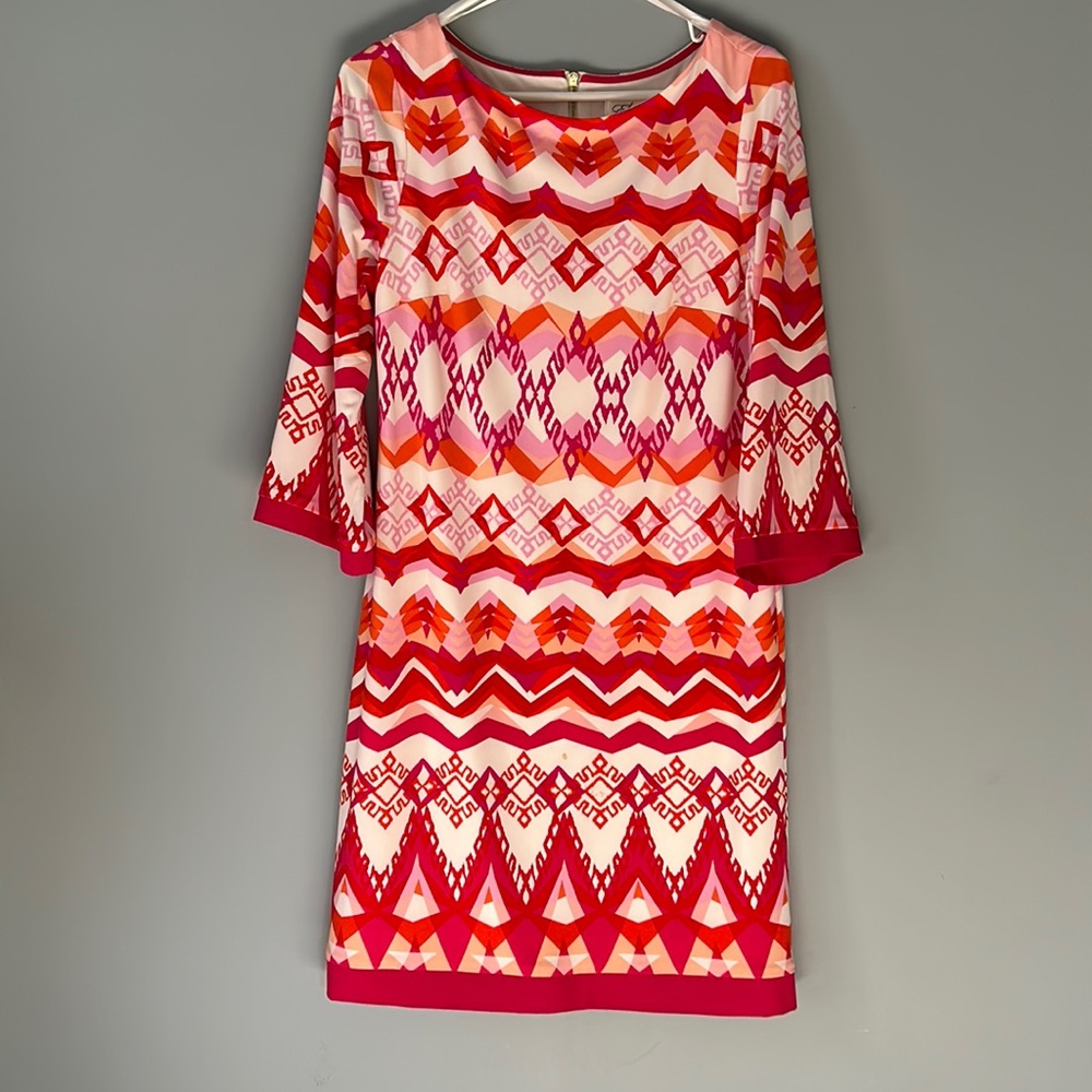 Eliza J dress size 6. Bright colors. Flattering fit, zipper detail.